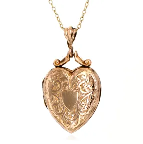 Antique Victorian 9ct Gold Heart Locket Necklace