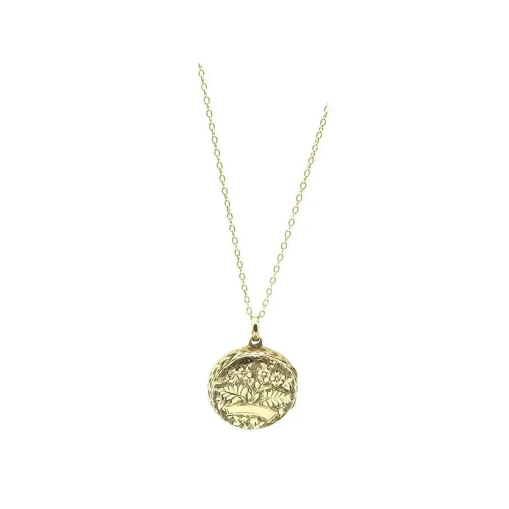 Antique Victorian 9ct Gold Round Locket Necklace