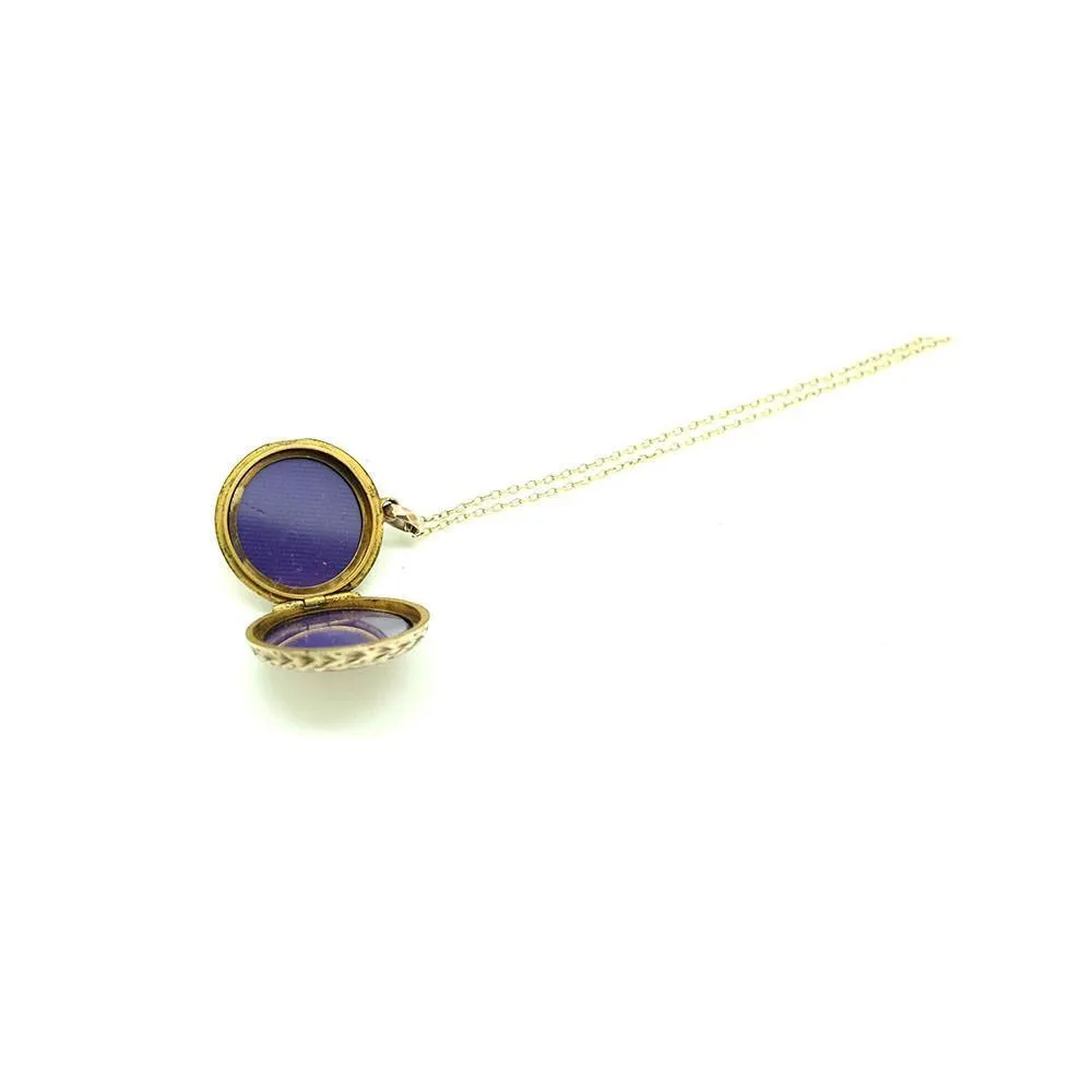 Antique Victorian 9ct Gold Round Locket Necklace