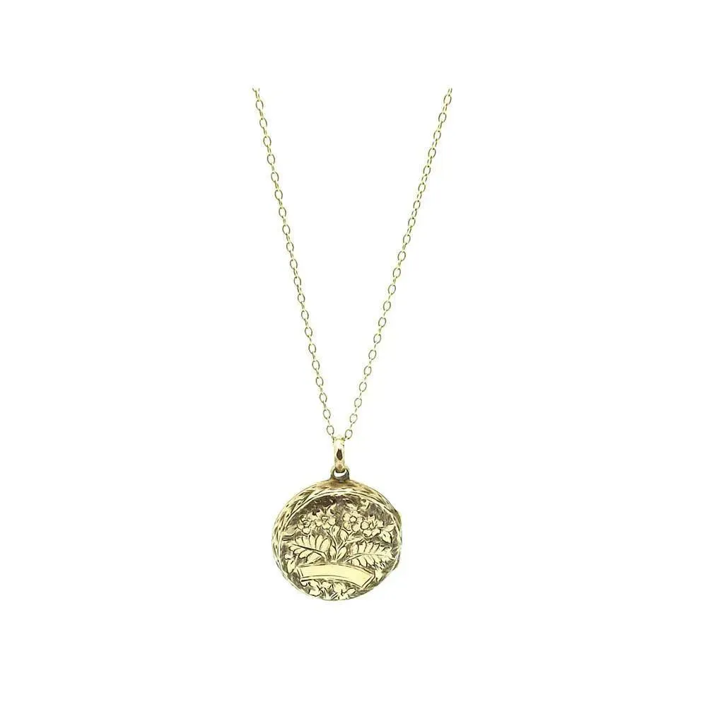 Antique Victorian 9ct Gold Round Locket Necklace