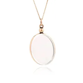 Victorian Antique 9ct Rose Gold Oval Glass Locket Necklace - Elegant Vintage Jewelry 