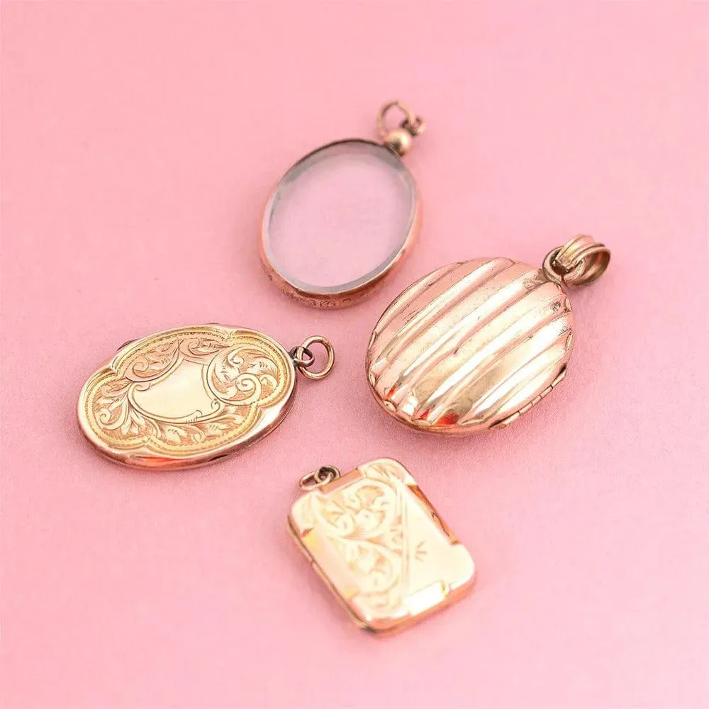 Victorian Antique 9ct Rose Gold Oval Glass Locket Necklace - Elegant Vintage Jewelry 