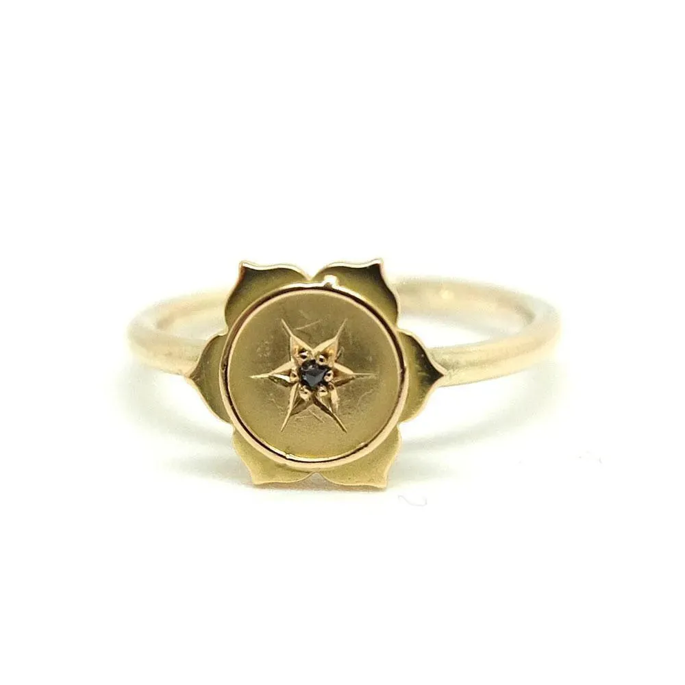 Antique Victorian Diamond Flower Gold Ring