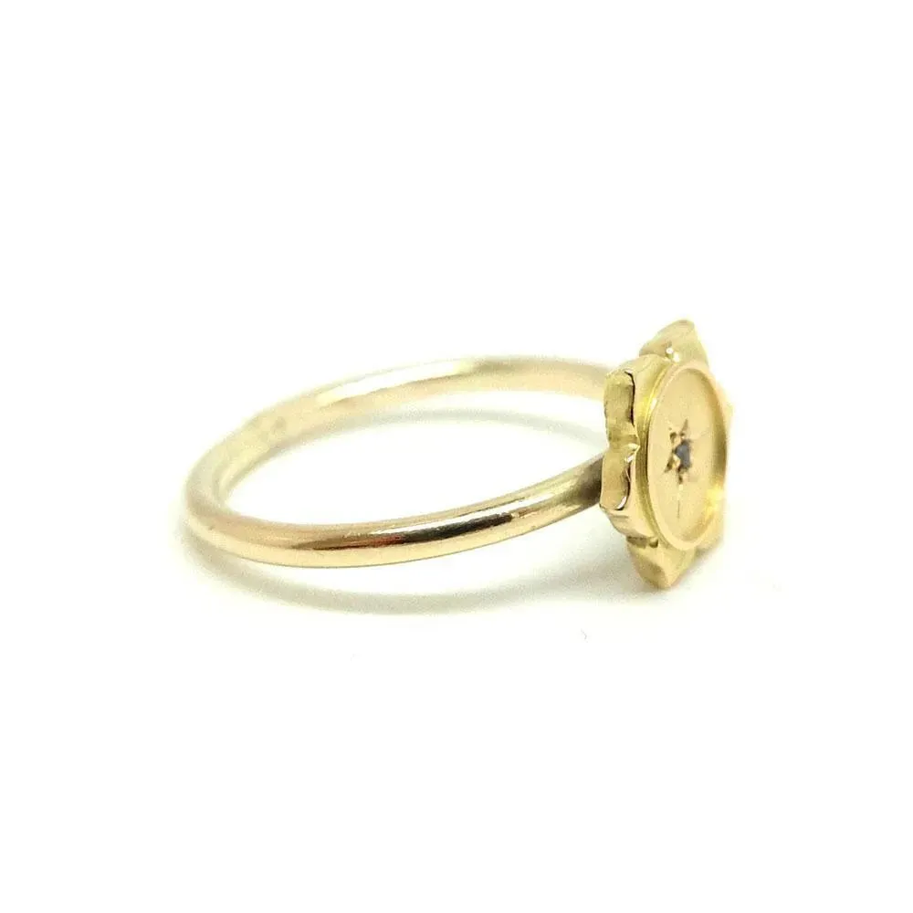Antique Victorian Diamond Flower Gold Ring