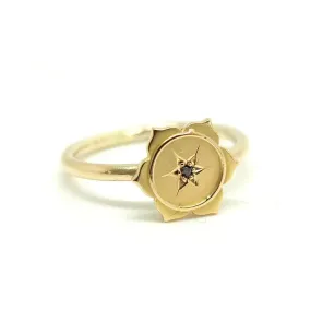 Antique Victorian Diamond Flower Gold Ring