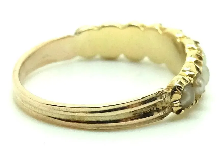 Antique Victorian Pearl & 9ct Gold Ring (Size: N)