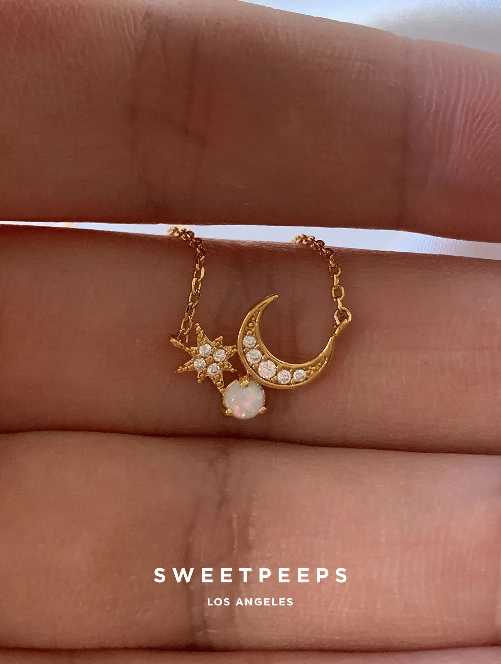 Antonella Crescent Star Necklace