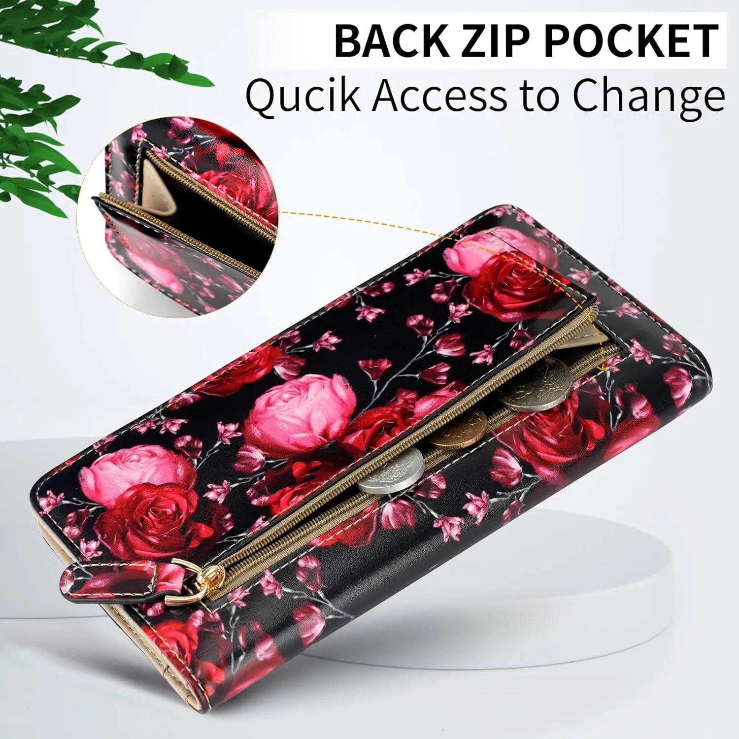 APHISON Wallet Women Ultra Slim Thin Leather Womens Wallet RFID Blocking Credit Card Holder Bifold Clutch Long Ladies Billfold
