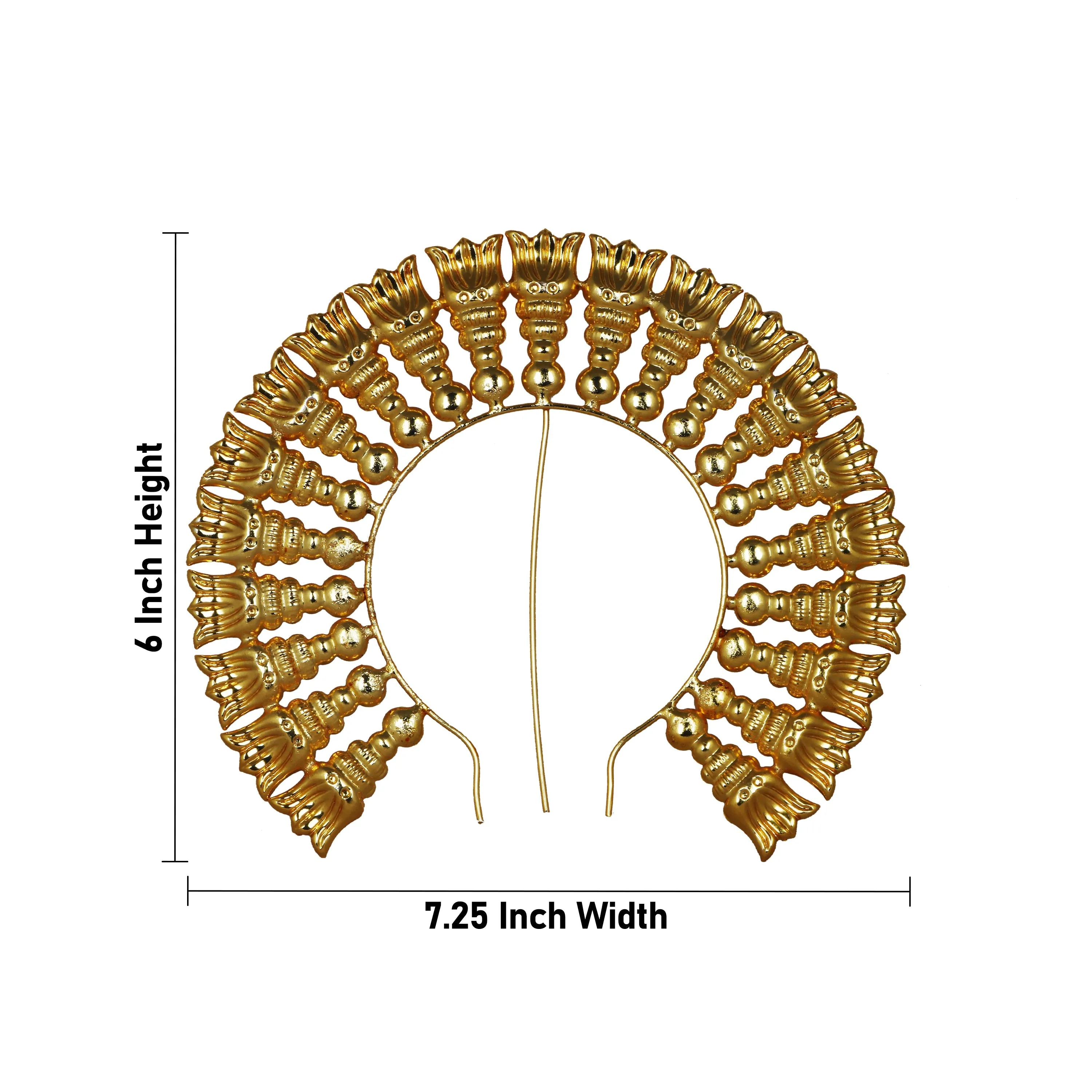 Artificial Flower Arch - 6 x 7.25 Inch | Gold Polish Flower Arch/ Deity Jewellery/ Jewellery for Deity