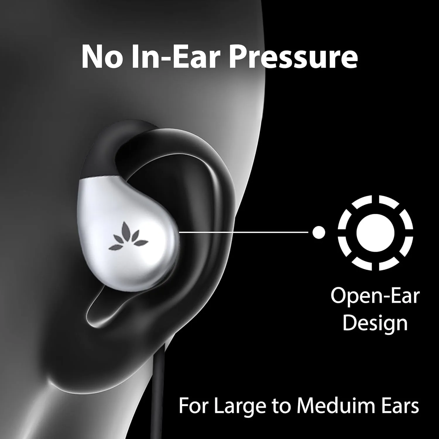 Avantree Resolve - 3.5mm AUX Wired Open-Ear Earbuds with Mic & Volume Control, Designed for Medium - Large Ears & Compatible with Traditional 3.5mm AUX Phones Tablets PC - Corded Headphones w/Earhook