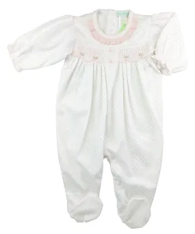 Baby Girl's Polka Dot Smocked Footie