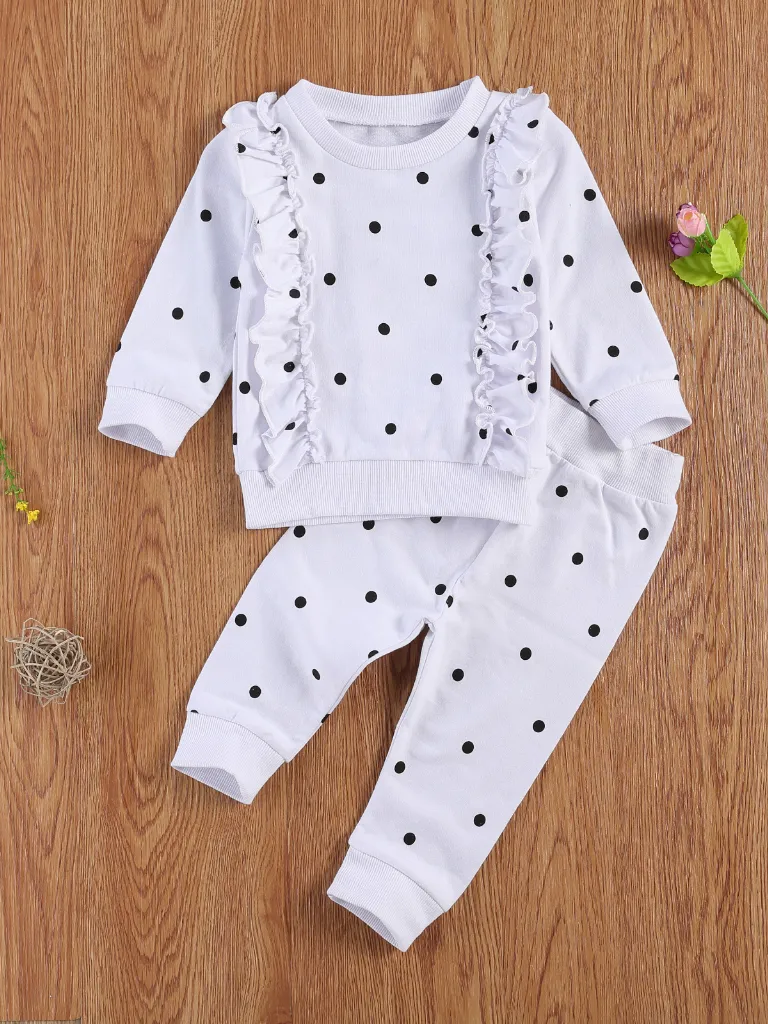 Baby Petite Polka Dot Long Sleeve Crew Neck and Legging Set