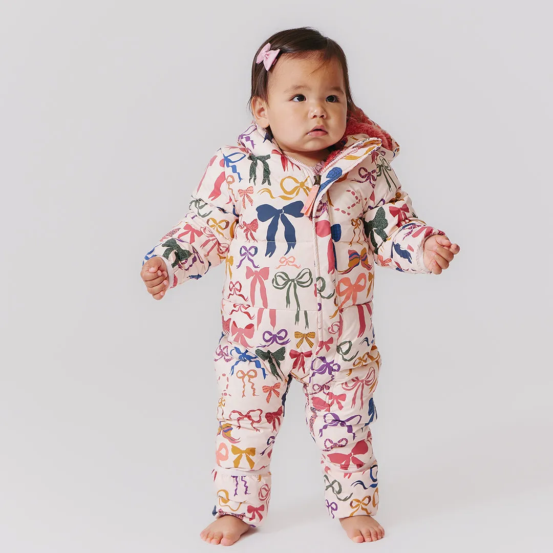 Baby Snowsuit - Bows on Bows Pink