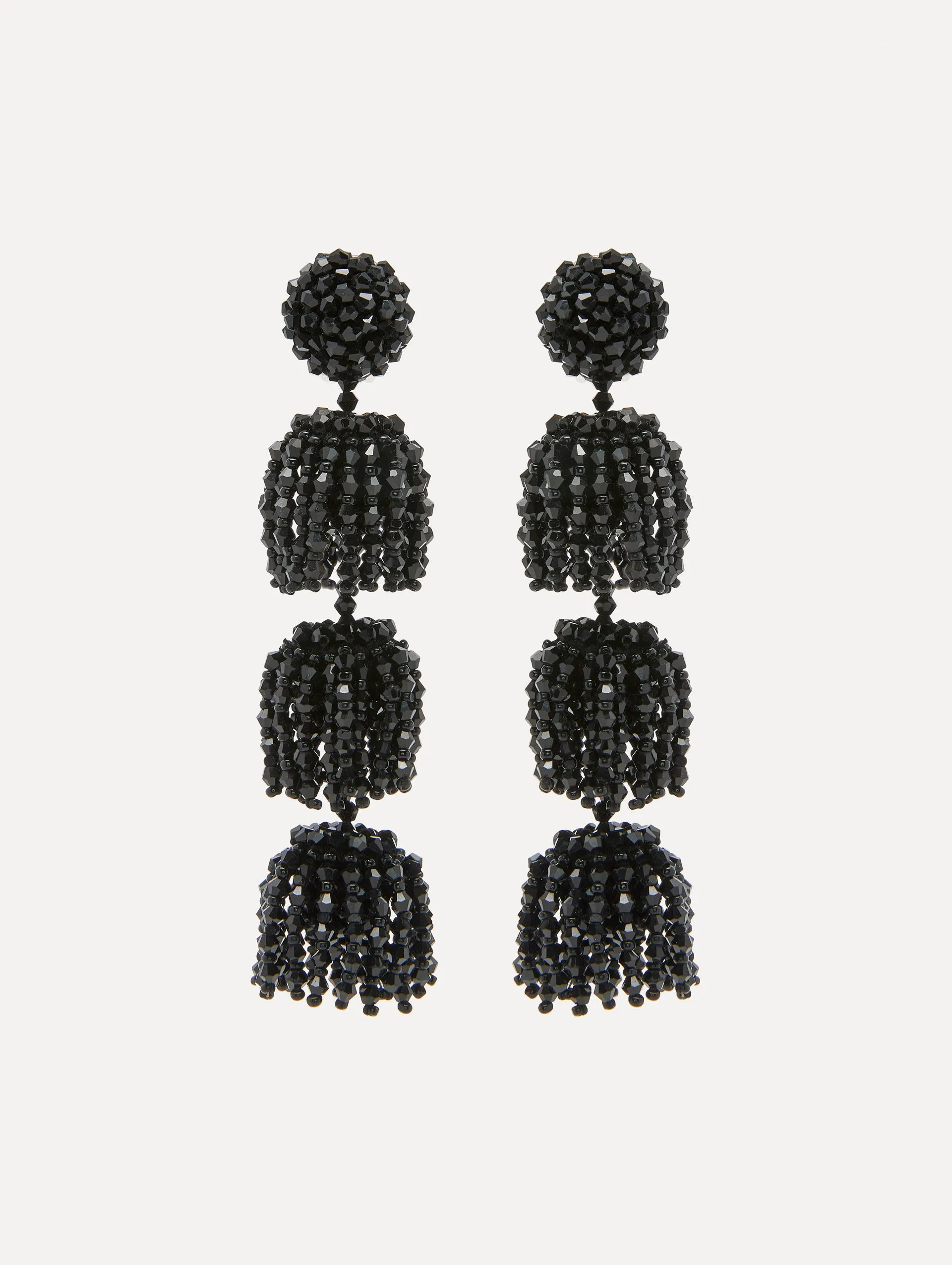 Beaded Triple Layer Clip-On Earrings