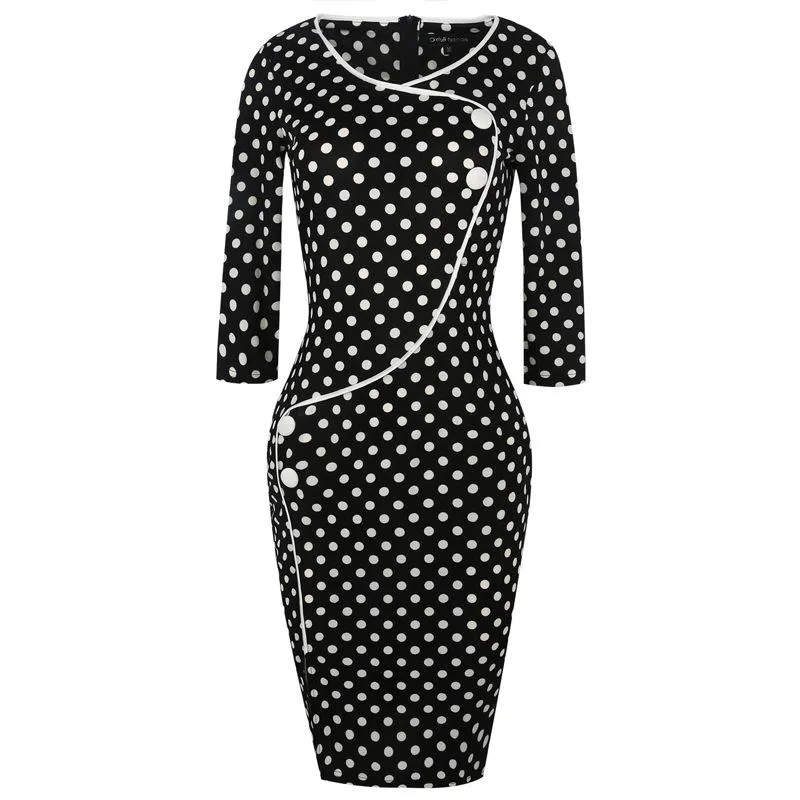 Black & White Polka Dot Asymmetrical Dress