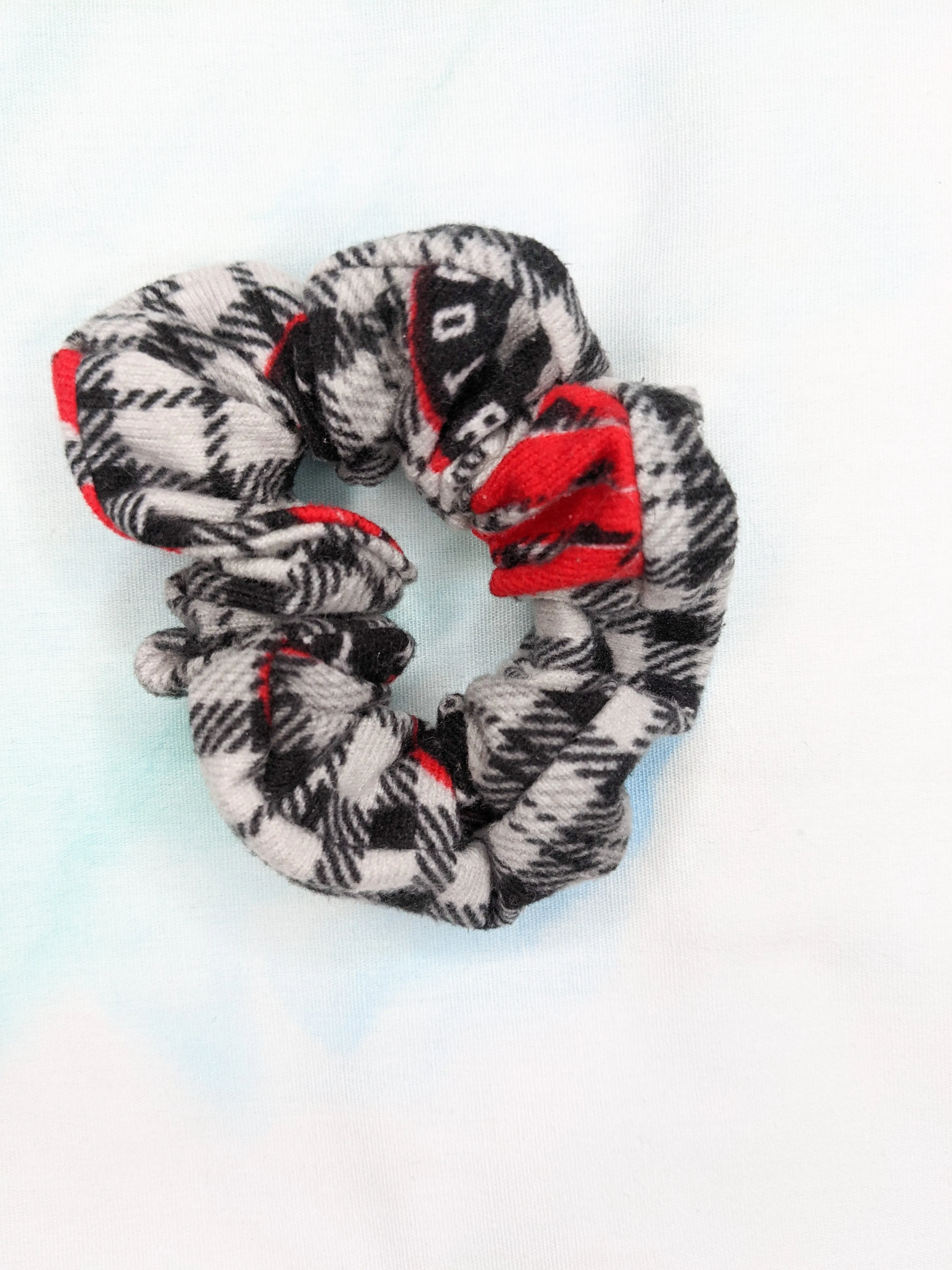 Black Toronto Raptors Flannel Upcycled Scrunchie