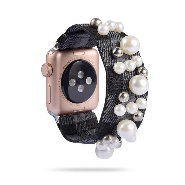 Bling shiny glitter pink striped, Apple watch 7 6 5 Elastic Watchbands