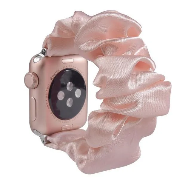 Bling shiny glitter pink striped, Apple watch 7 6 5 Elastic Watchbands