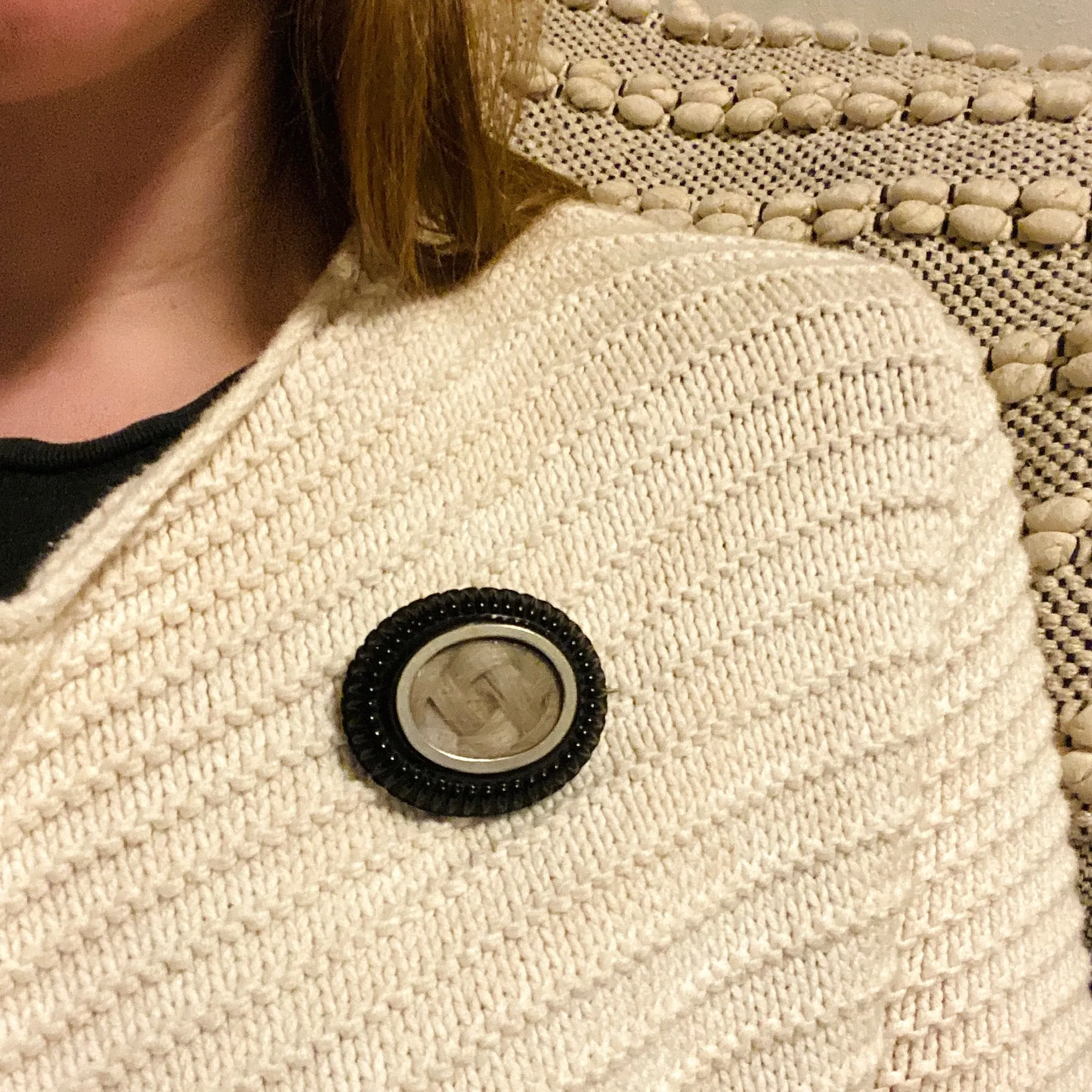 Blonde Hair in Jet Frame Mourning Brooch