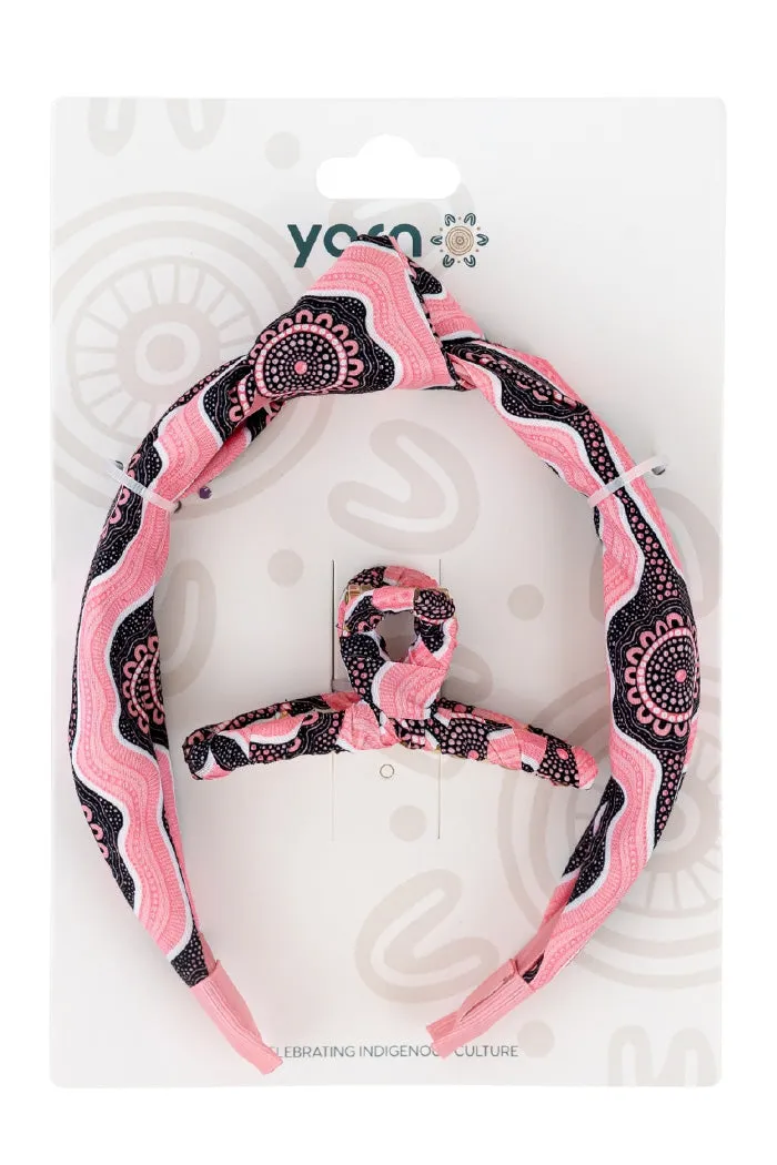 Boobie Sista Knot Headband & Wrapped Butterfly Claw Clip