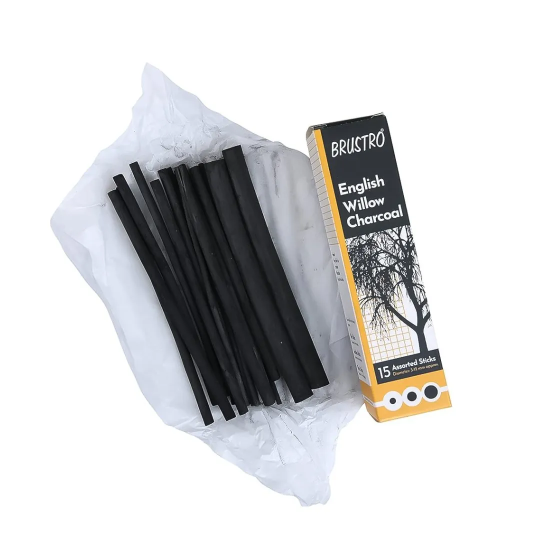 Brustro English Willow Charcoal Assorted (15 Sticks)