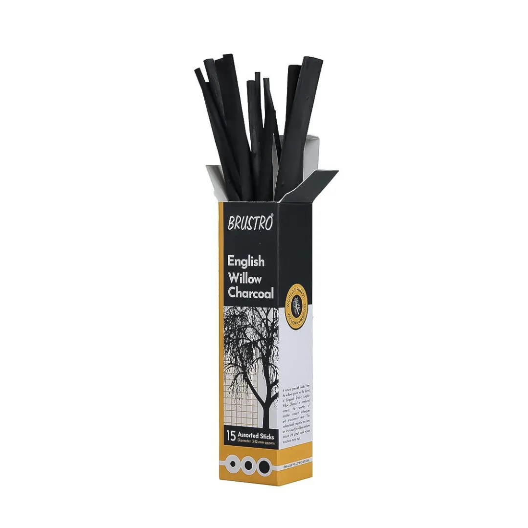 Brustro English Willow Charcoal Assorted (15 Sticks)
