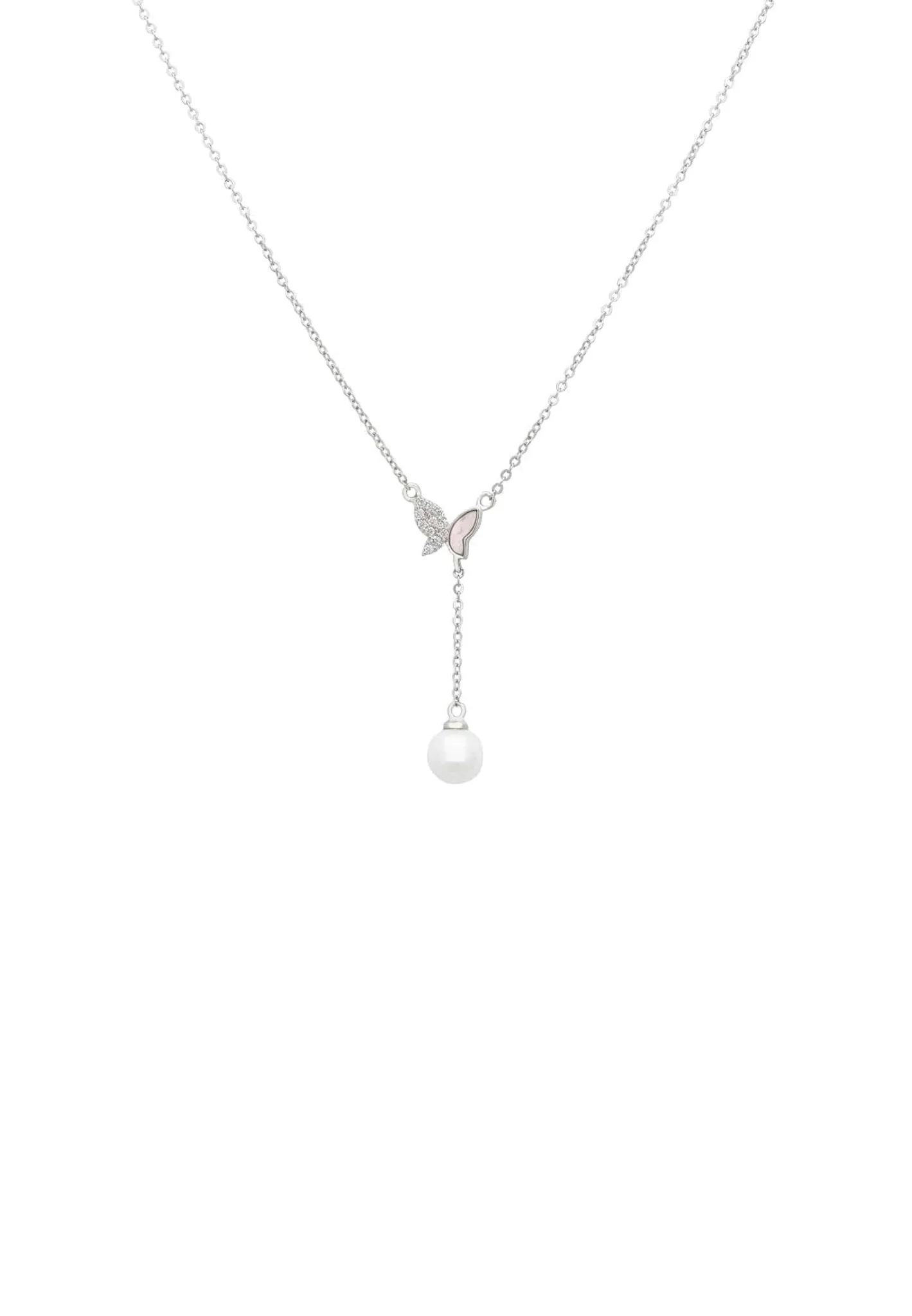 Butterfly Pearl Choker Necklace Silver