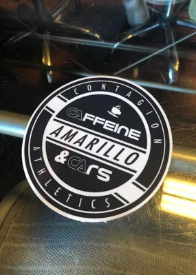 Caffeine & Cars Circle Sticker