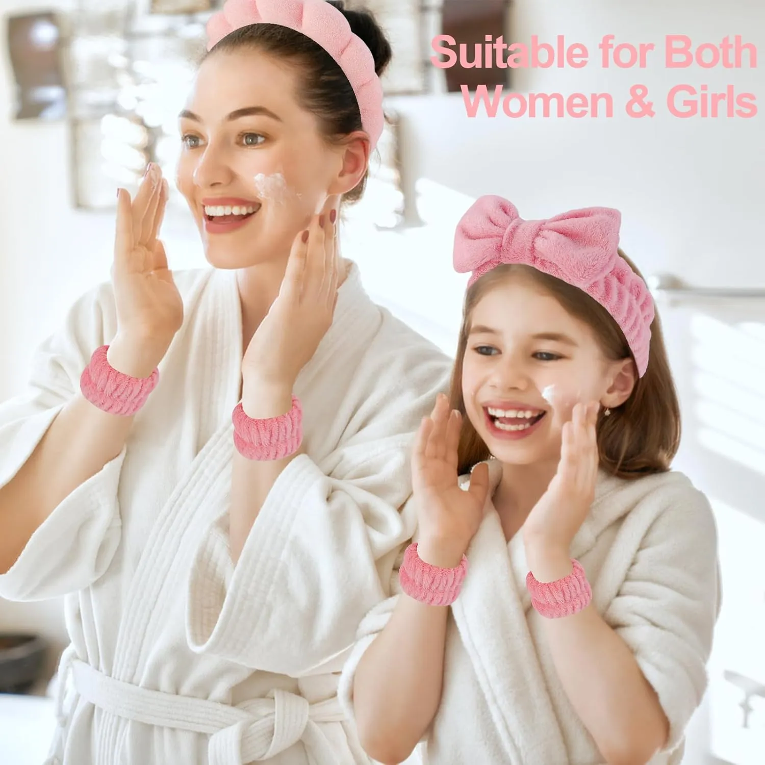 Canitor Spa Wrist Bands Set with Hair Clips Skincare Headband for Washing Face, Puffy Makeup, Preppy Teen Girl Gifts, Cute Trendy Stuff, Hair Accessories for Women