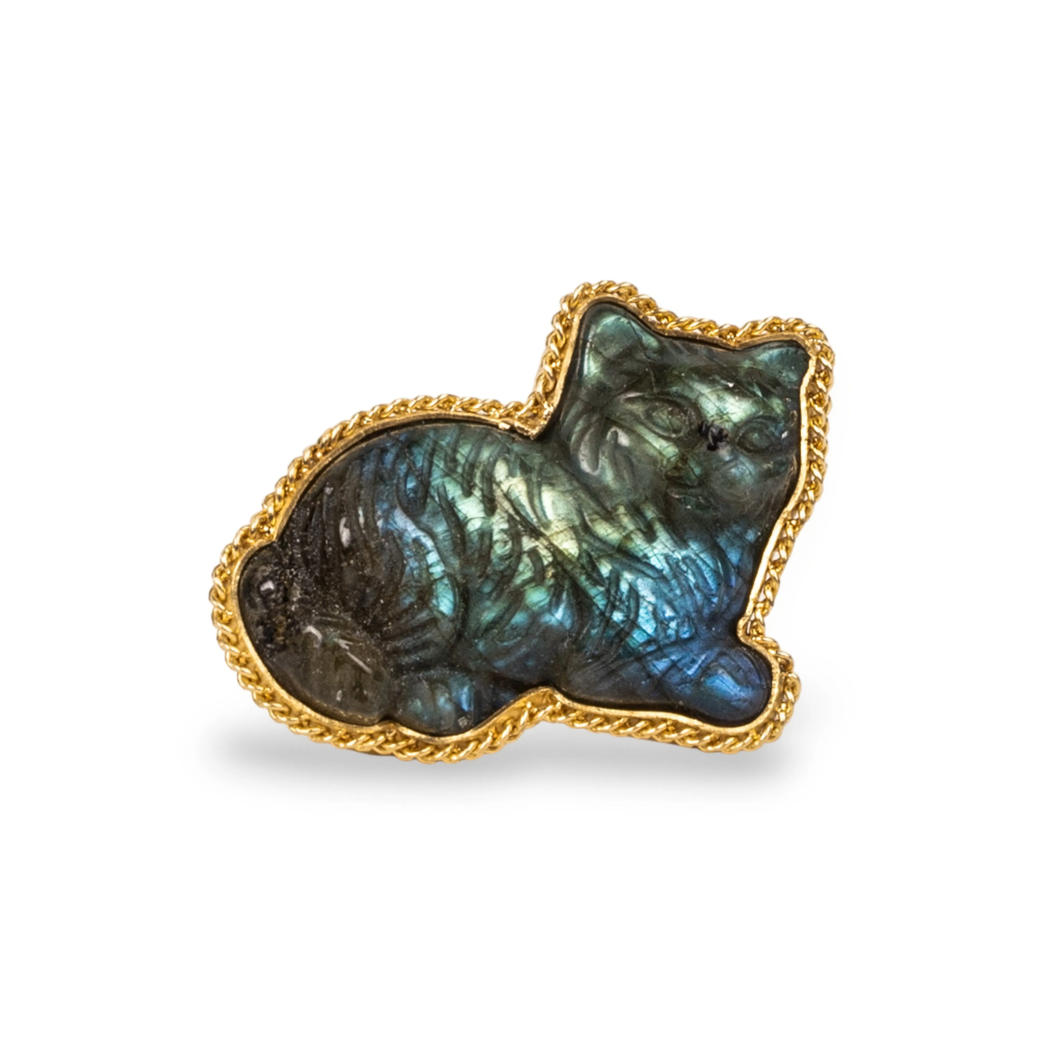 Carved Labradorite Cat Ring
