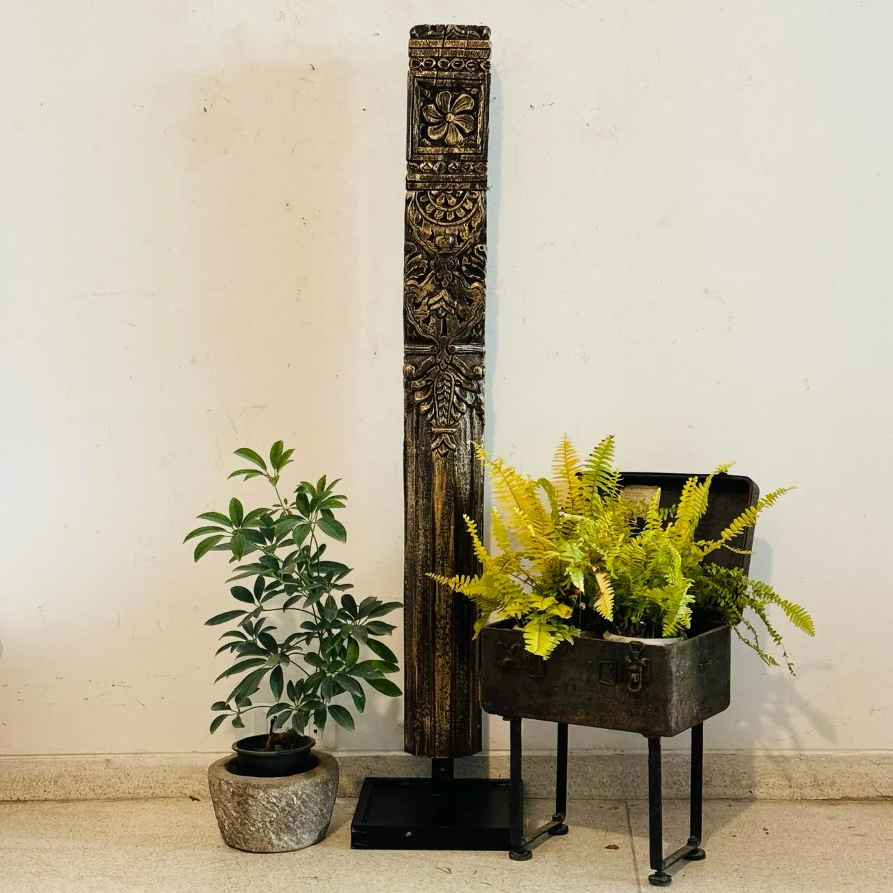 Carved  Vintage Pillar  on a Stand : Stambh 1 (  Sold individually)