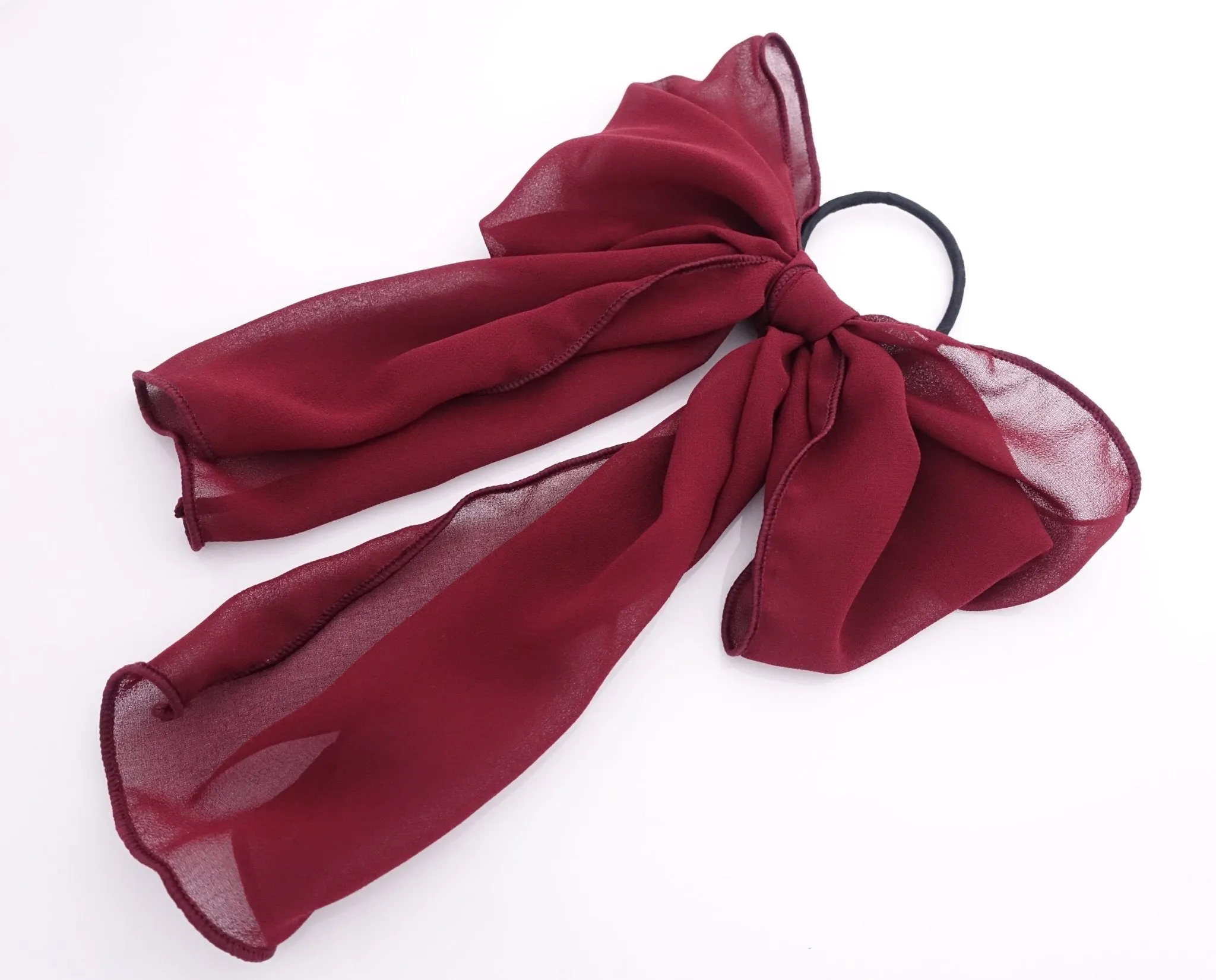 chiffon bow knot hair elastic tailed ponytail holder women hair accessories