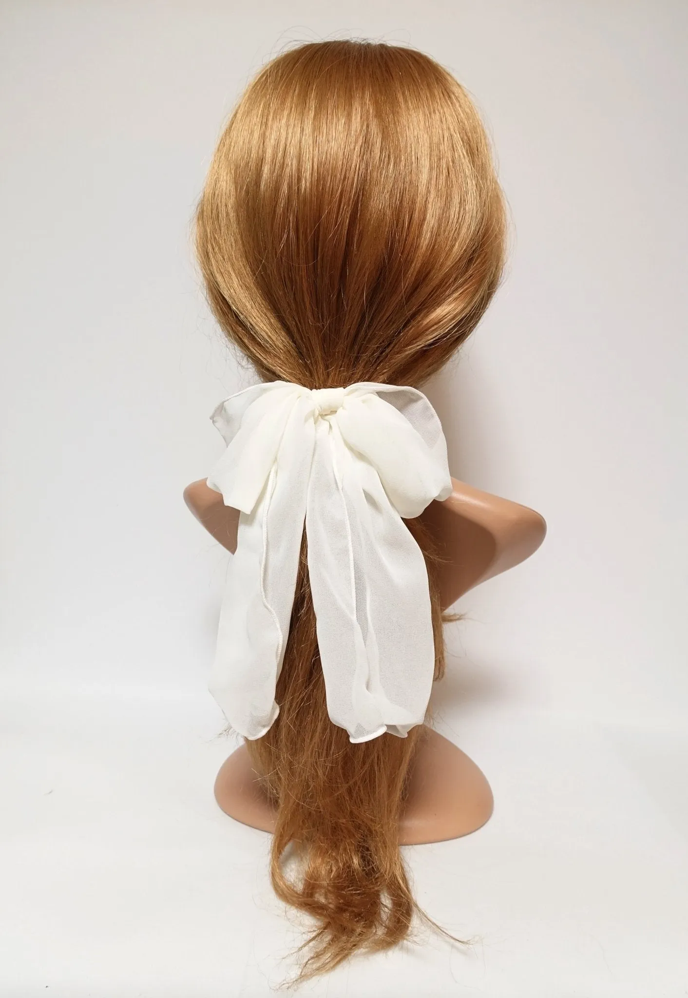 chiffon bow knot hair elastic tailed ponytail holder women hair accessories