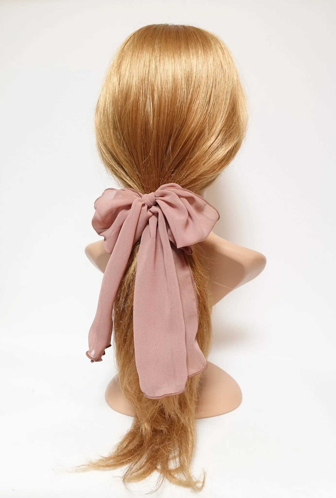 chiffon bow knot hair elastic tailed ponytail holder women hair accessories