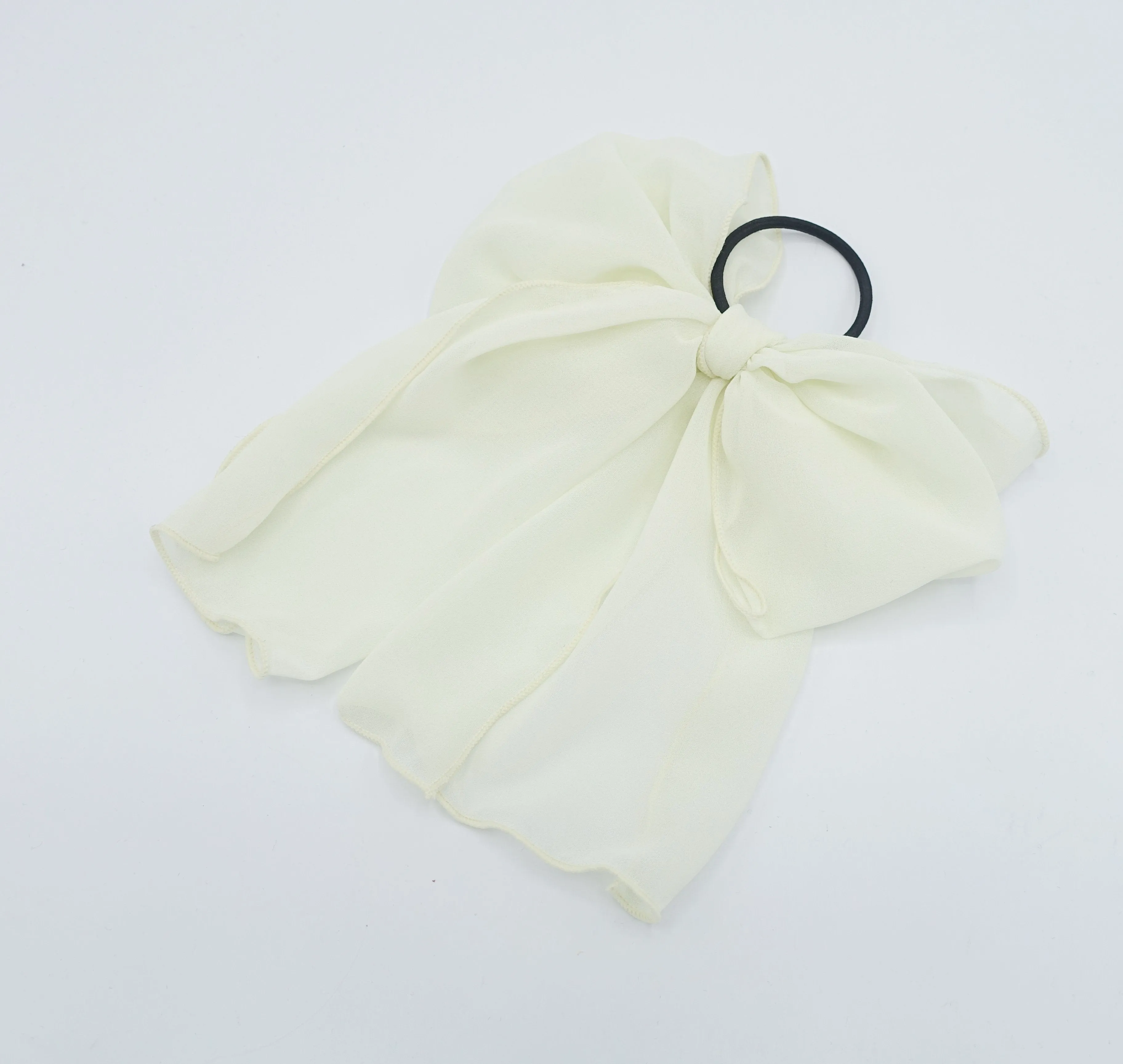 chiffon bow knot hair elastic tailed ponytail holder women hair accessories
