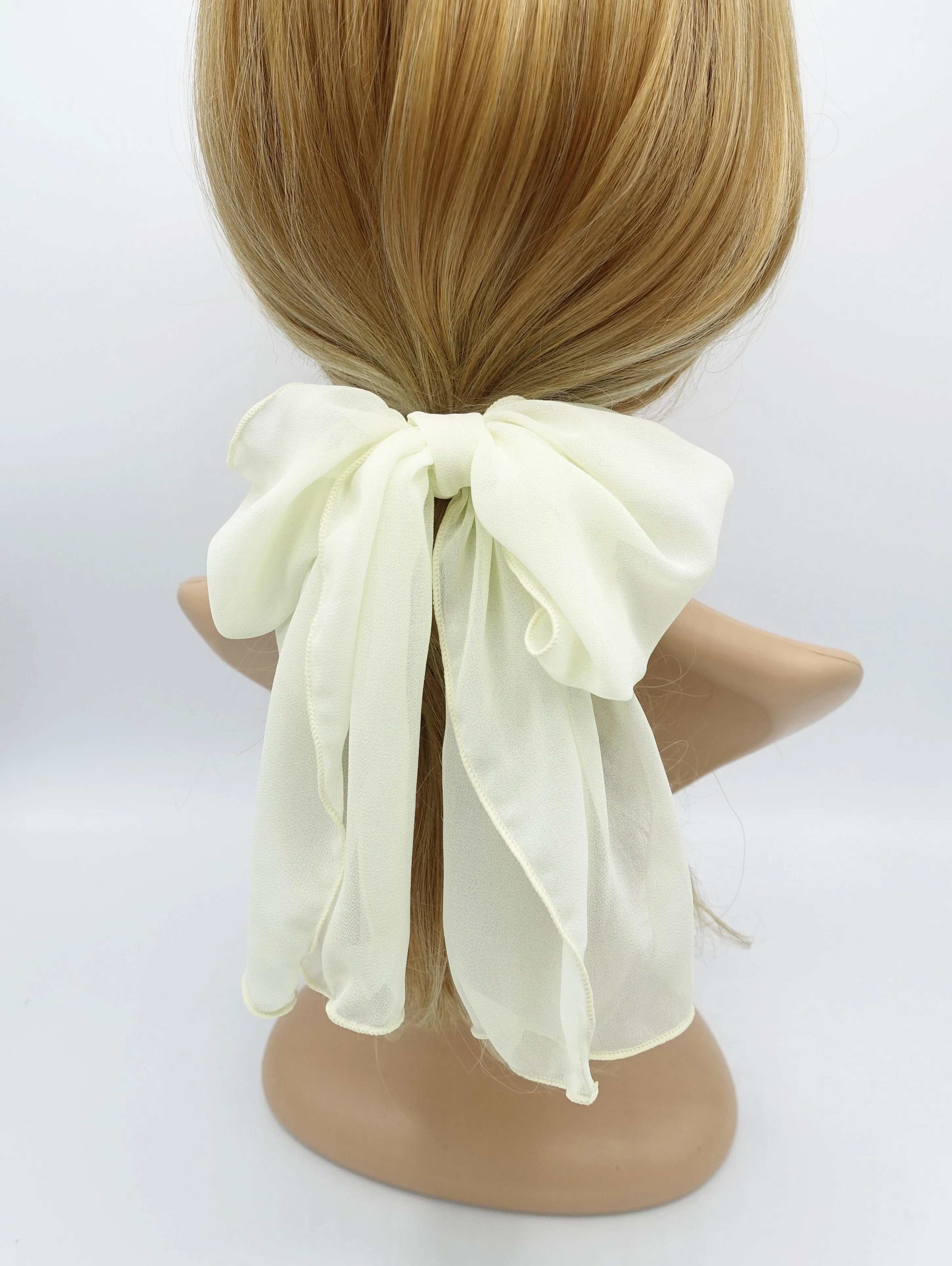 chiffon bow knot hair elastic tailed ponytail holder women hair accessories
