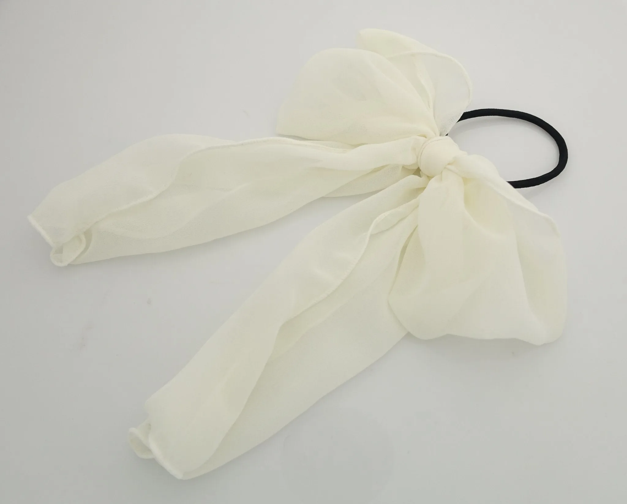 chiffon bow knot hair elastic tailed ponytail holder women hair accessories