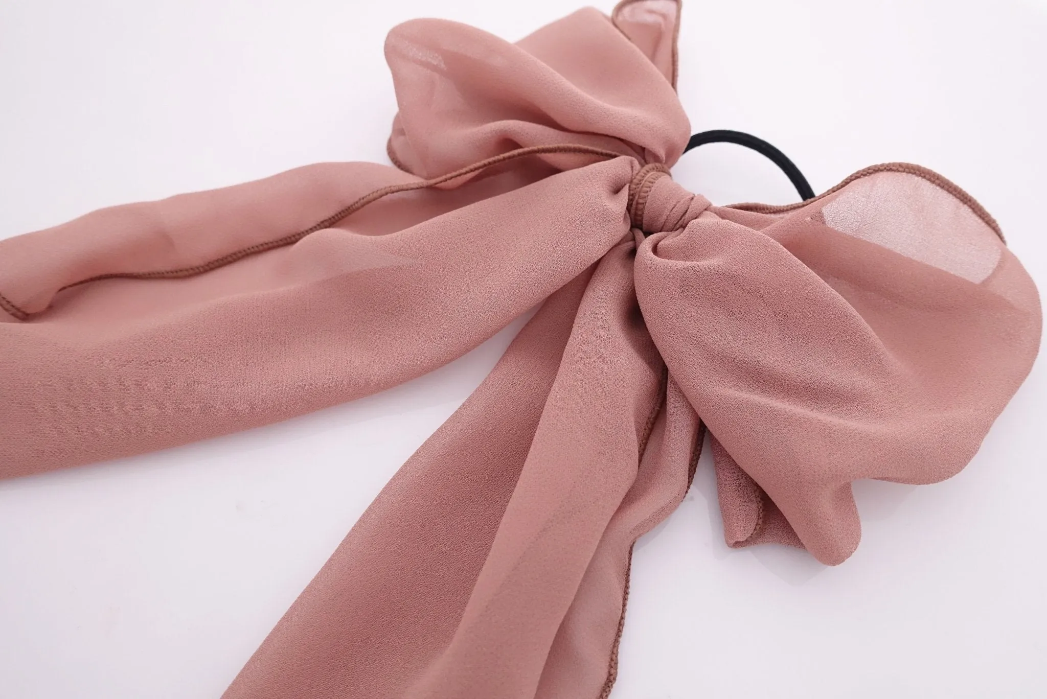 chiffon bow knot hair elastic tailed ponytail holder women hair accessories