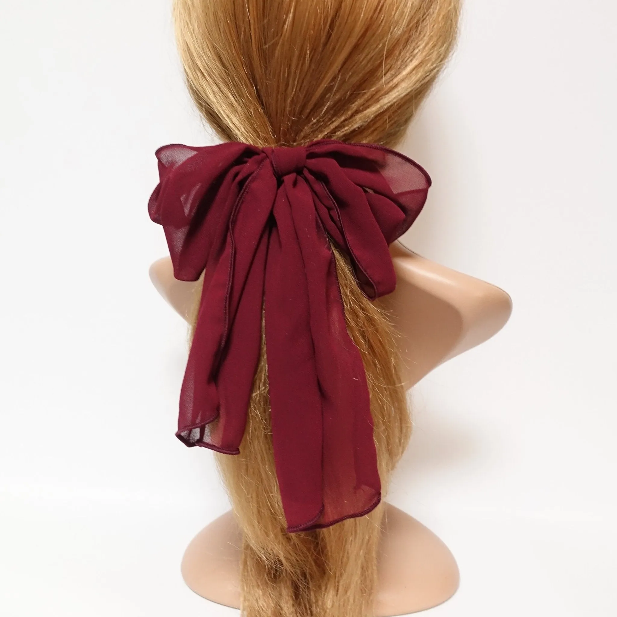 chiffon bow knot hair elastic tailed ponytail holder women hair accessories