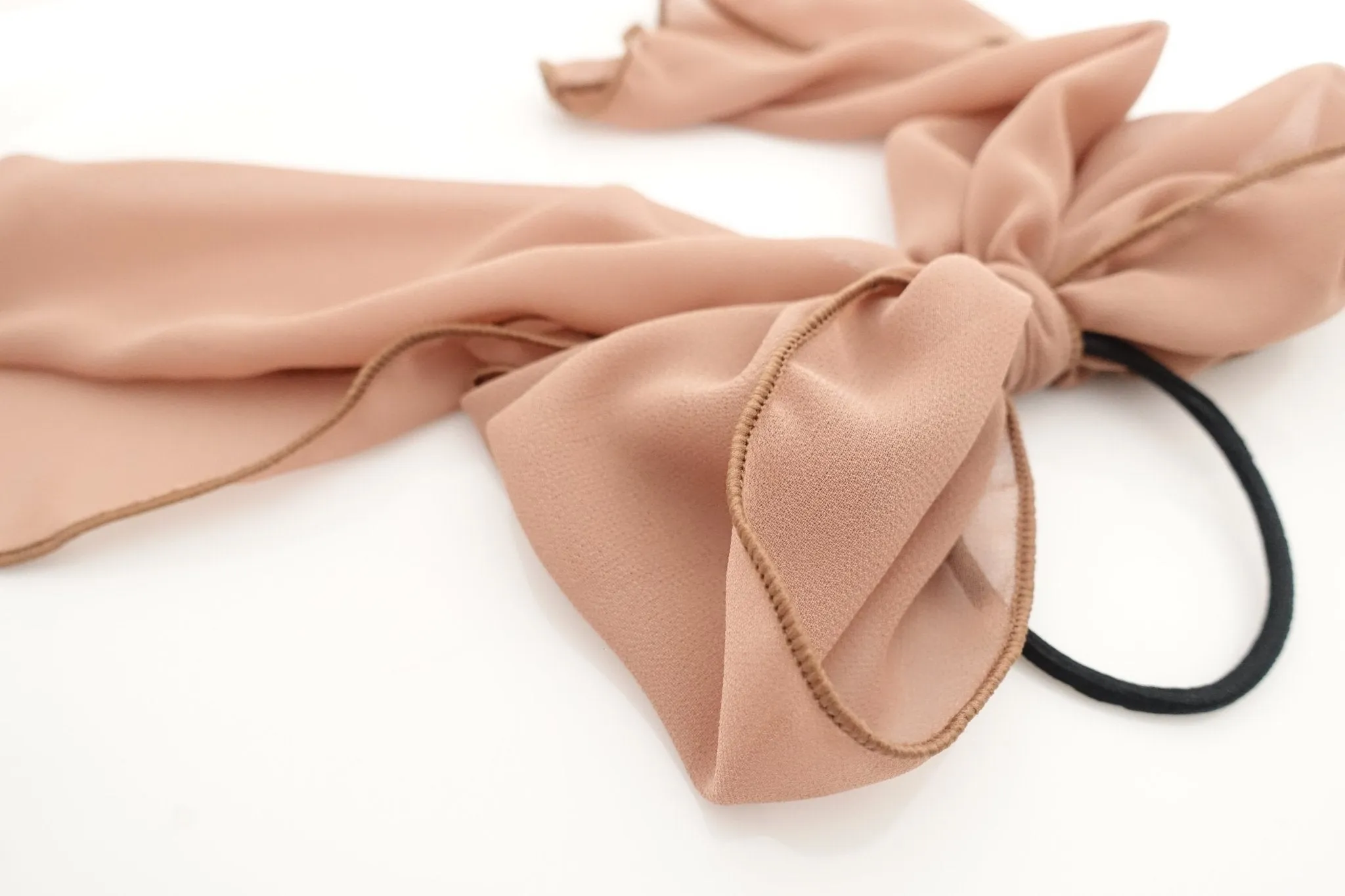 chiffon bow knot hair elastic tailed ponytail holder women hair accessories