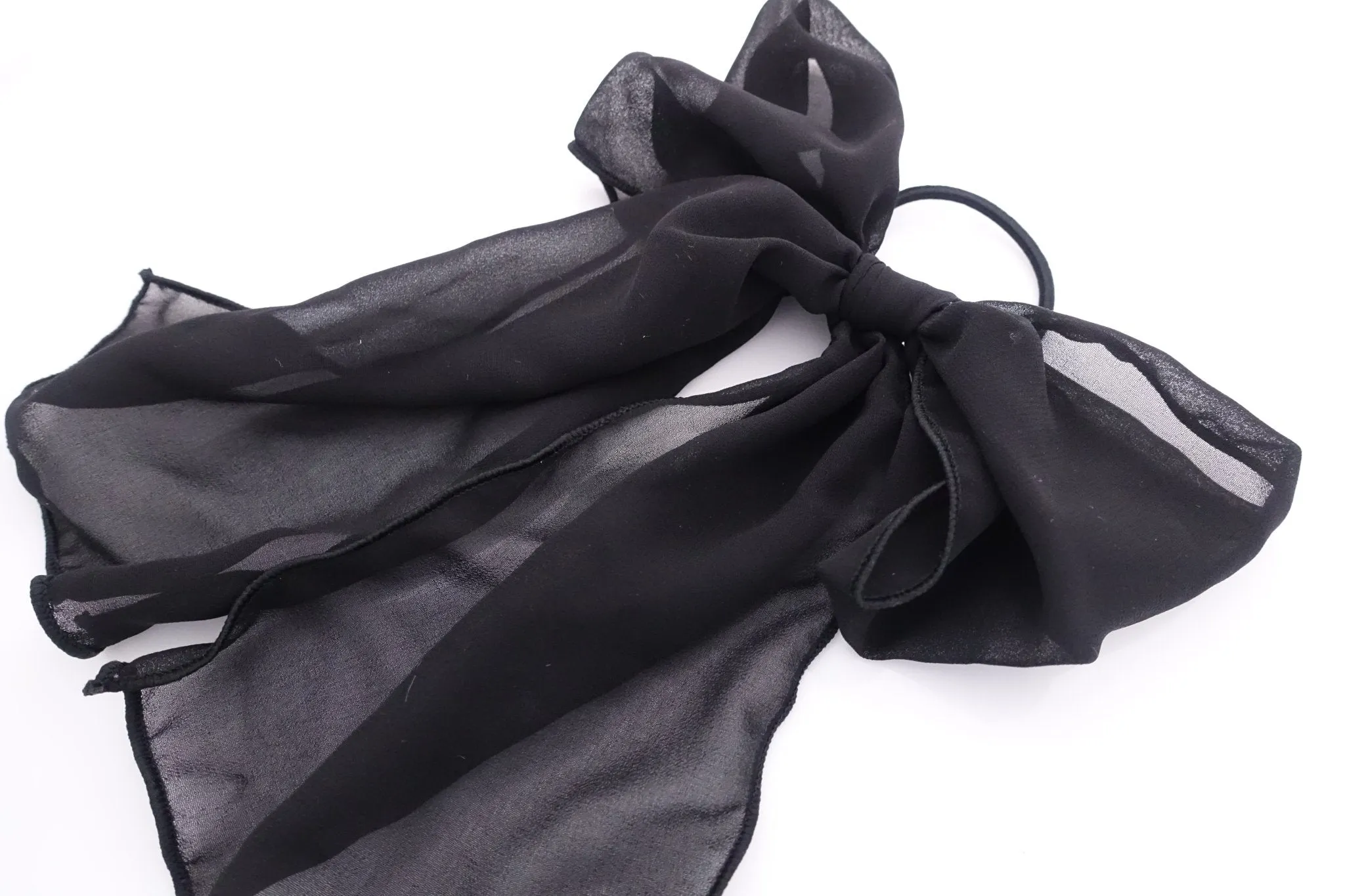 chiffon bow knot hair elastic tailed ponytail holder women hair accessories