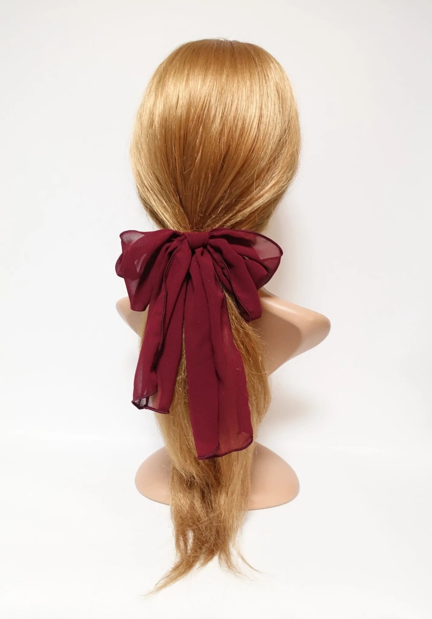 chiffon bow knot hair elastic tailed ponytail holder women hair accessories
