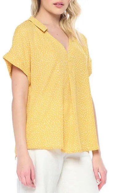 Collar woven dot top