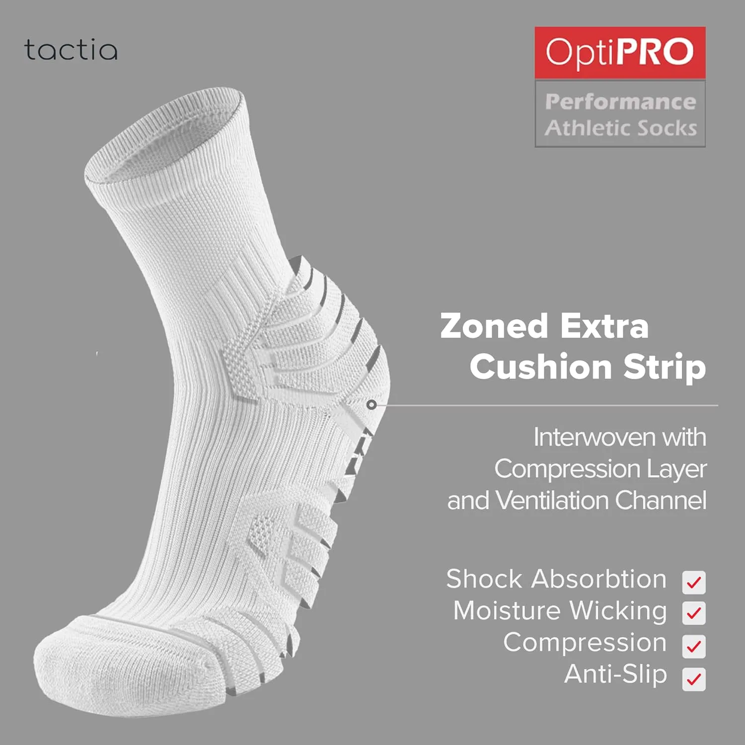 Compression Running Socks Men  Cushion Padded Anti-Blister, Moisture Wicking Cooling, Athletic Socks Crew, 3 Pairs