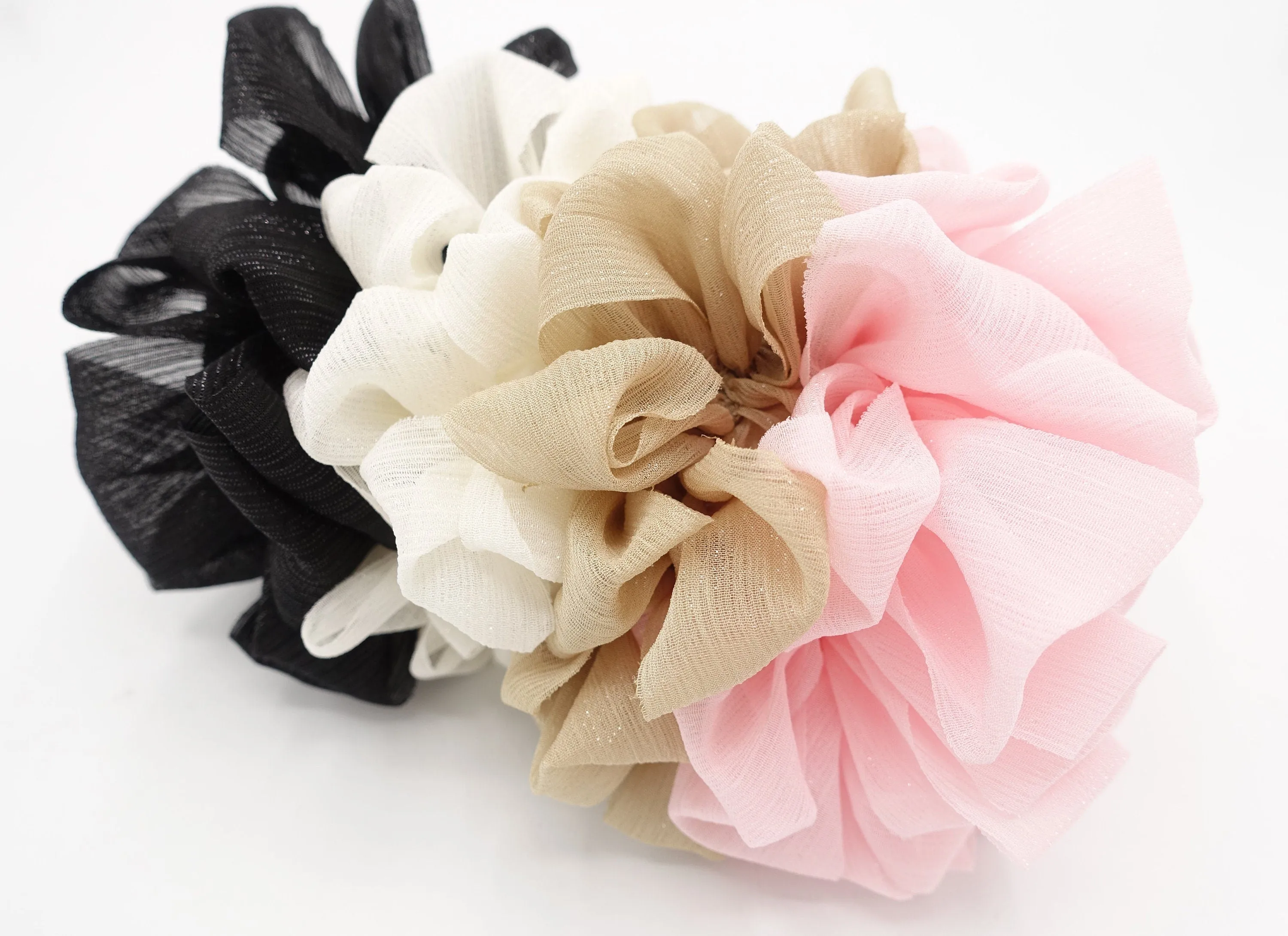 crinkled chiffon loop wave hair scrunchies women hair elastic accessory