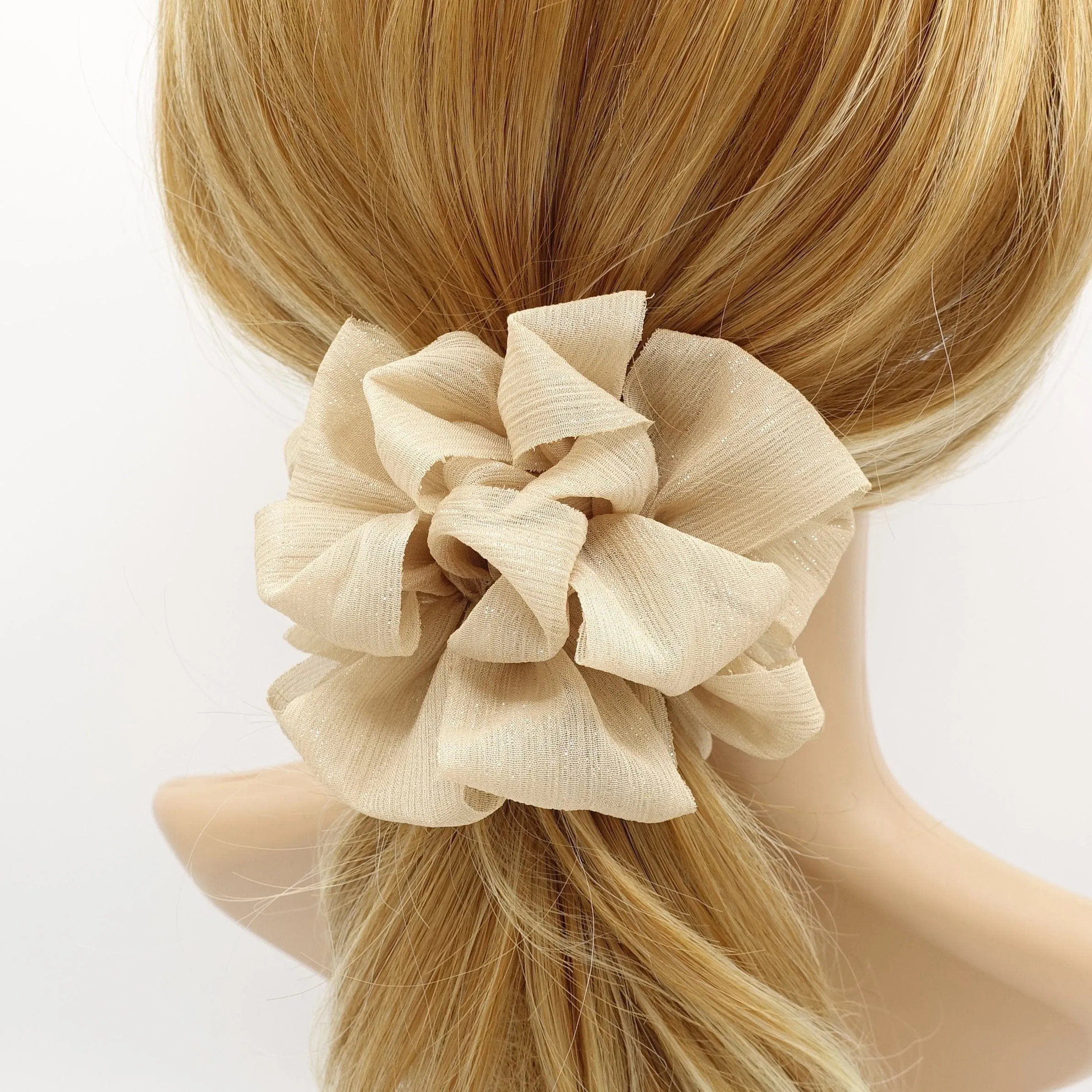 crinkled chiffon loop wave hair scrunchies women hair elastic accessory
