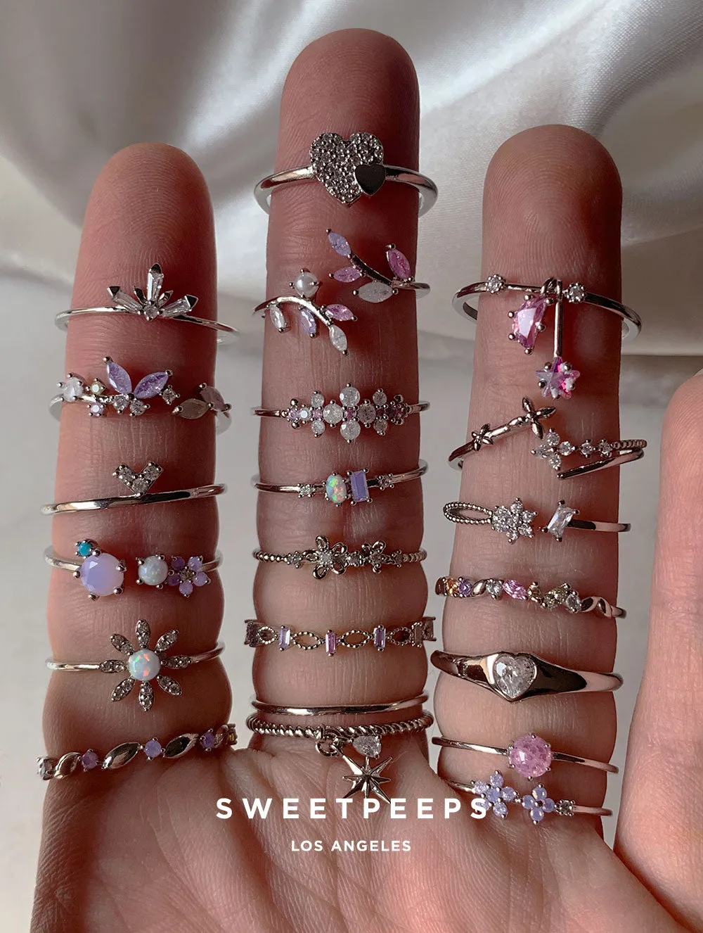Crystal Gems Ring - Silver