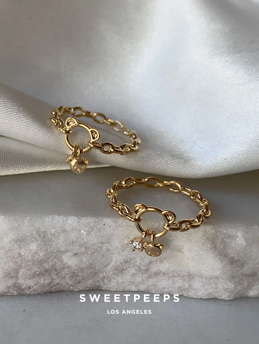 Dangle Teddy Bear Charm Ring