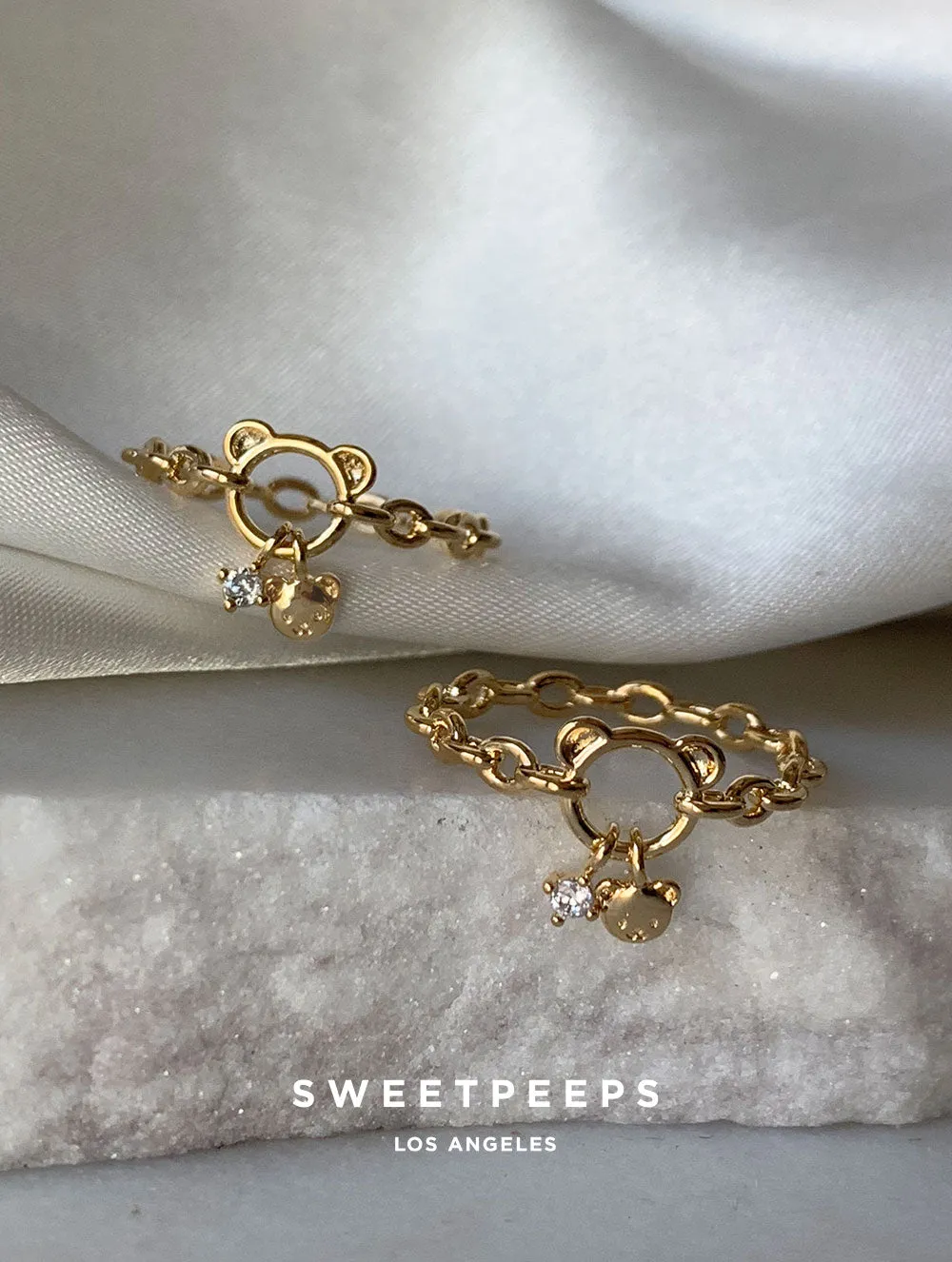 Dangle Teddy Bear Charm Ring