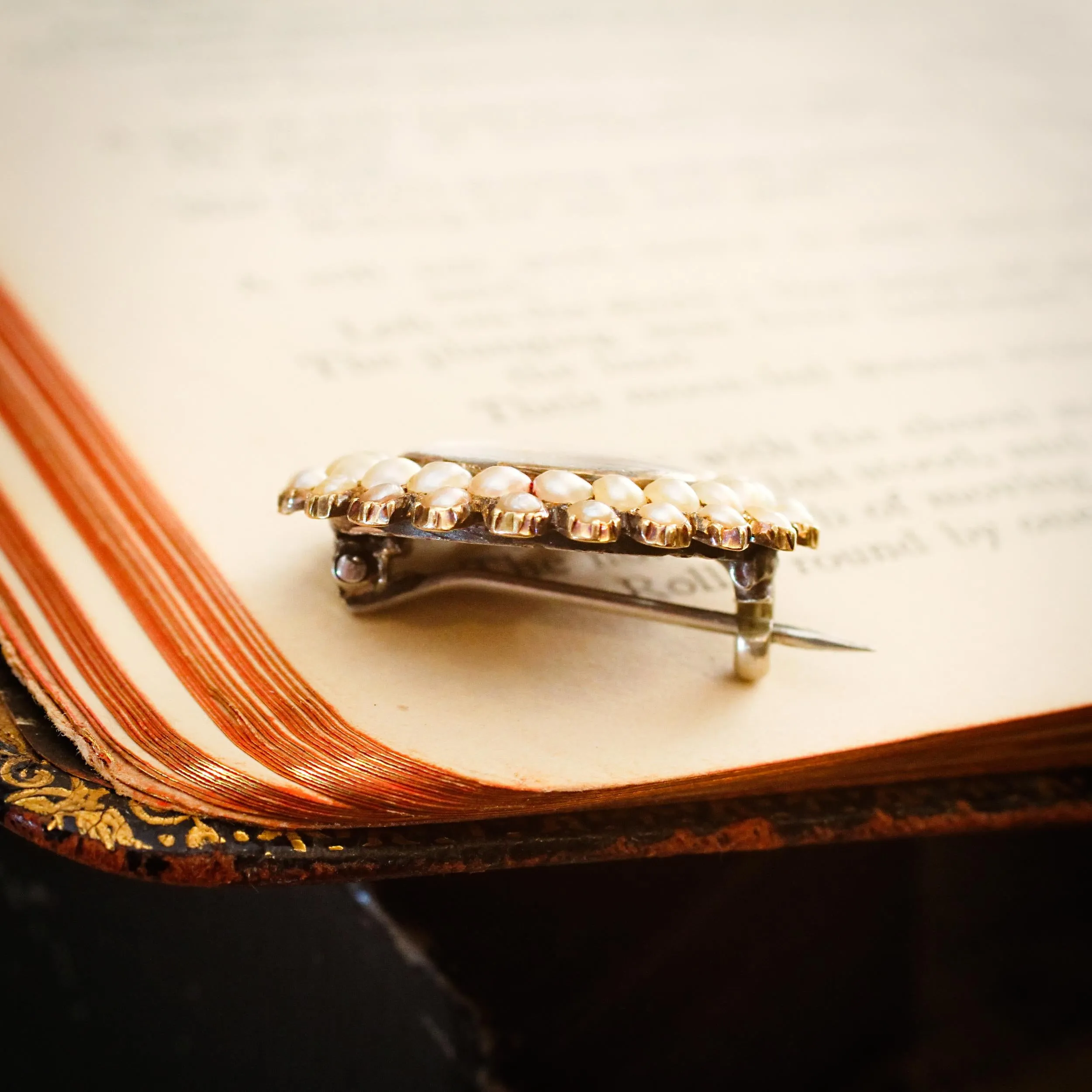 Darling Little Georgian Seed Pearl Fichu Pin Brooch
